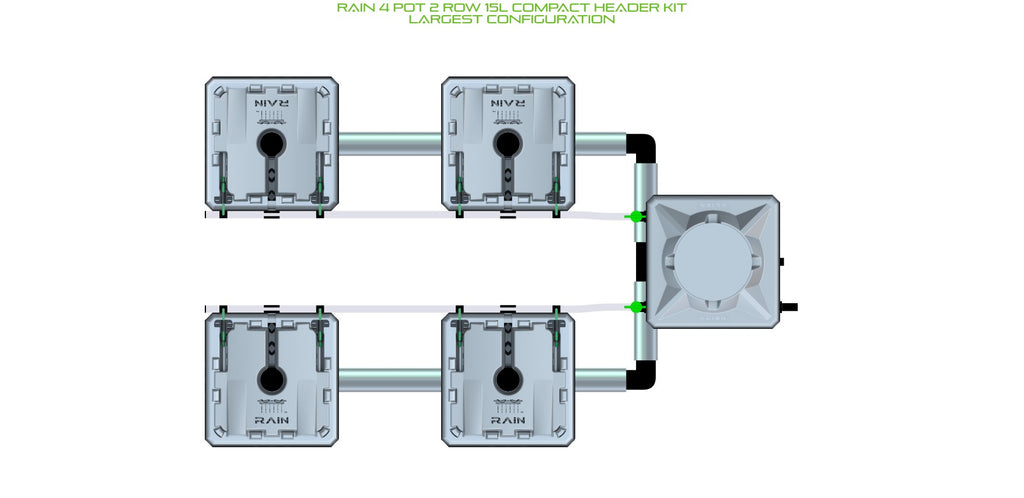 ALIEN Hydroponics RAIN 4 Pot 2 Row 15L Compact Header Kit product image 4