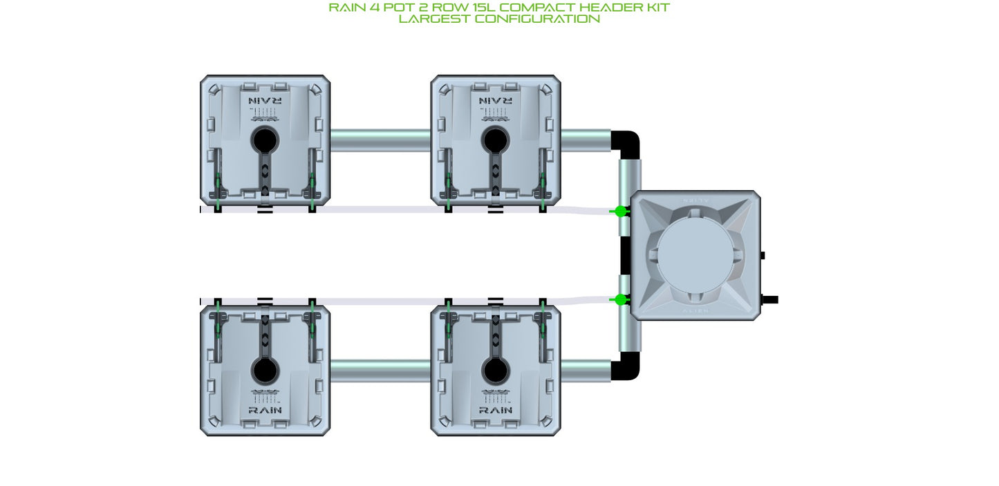 ALIEN Hydroponics RAIN 4 Pot 2 Row 15L Compact Header Kit product image 4