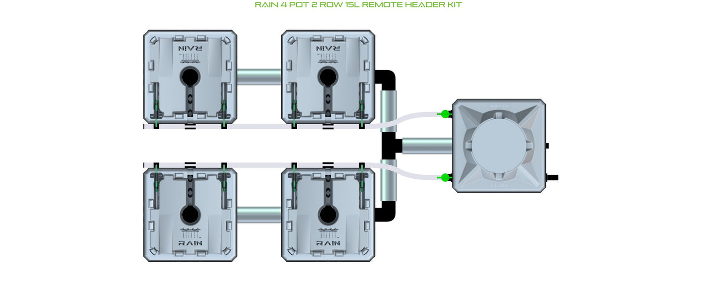 ALIEN Hydroponics RAIN 4 Pot 2 Row 15L Remote Header Kit product image 1