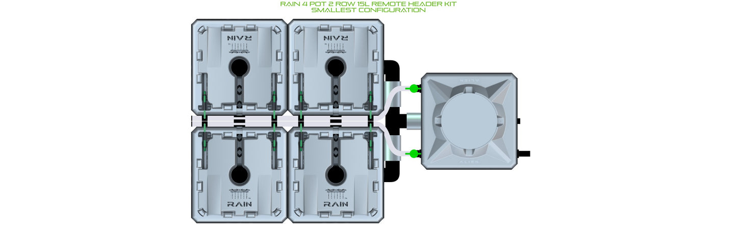 ALIEN Hydroponics RAIN 4 Pot 2 Row 15L Remote Header Kit product image 3