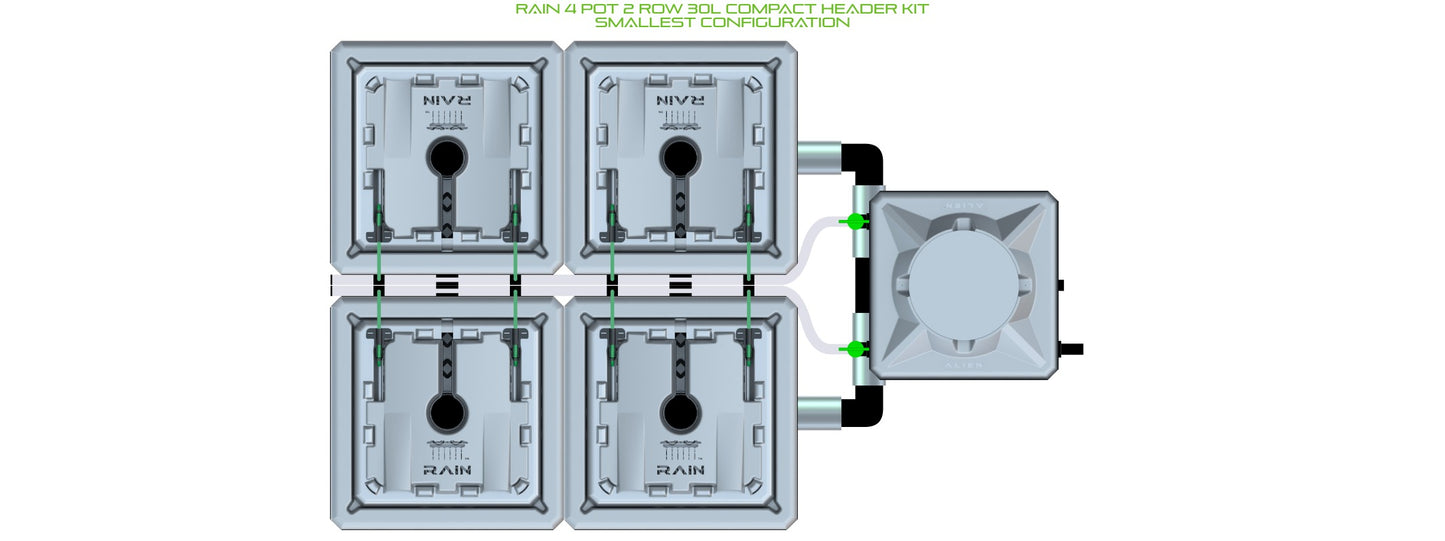 ALIEN Hydroponics RAIN 4 Pot 2 Row 30L Compact Header Kit product image 3