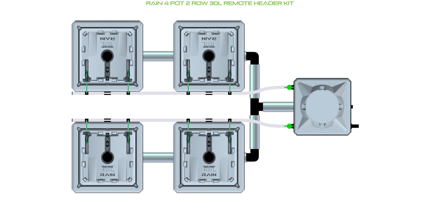 ALIEN Hydroponics RAIN 4 Pot 2 Row 30L Remote Header Kit product image 1