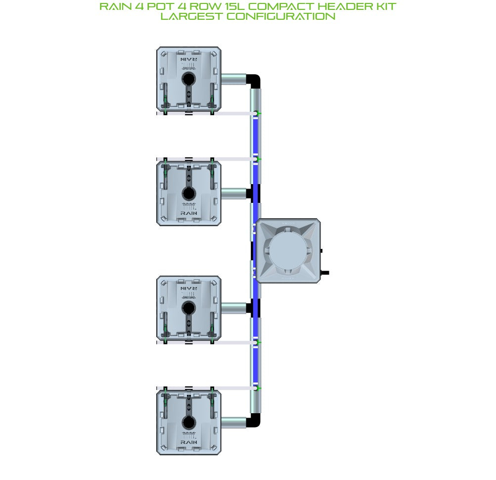 ALIEN Hydroponics RAIN 4 Pot 4 Row 15L Compact Header Kit product image 4