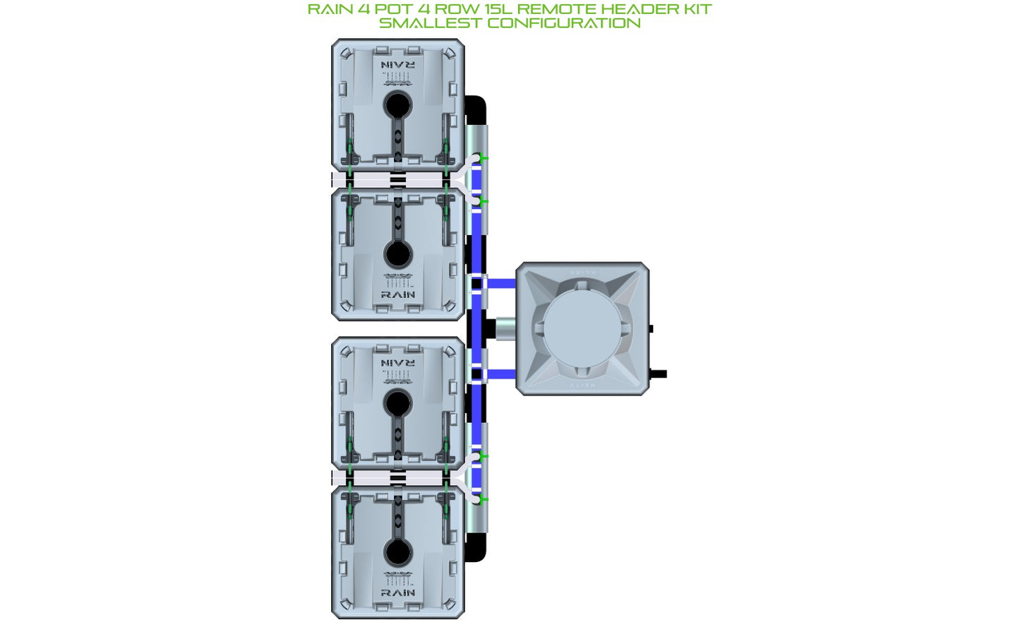 ALIEN Hydroponics RAIN 4 Pot 4 Row 15L Remote Header Kit product image 3