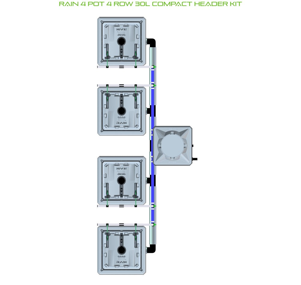ALIEN Hydroponics RAIN 4 Pot 4 Row 30L Compact Header Kit product image 1