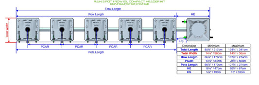 ALIEN Hydroponics RAIN 5 Pot 1 Row 15L Compact Header Kit product image 1