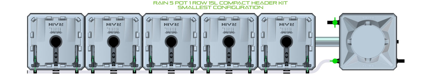 ALIEN Hydroponics RAIN 5 Pot 1 Row 15L Compact Header Kit product image 3