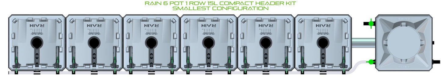 ALIEN Hydroponics RAIN 6 Pot 1 Row 15L Compact Header Kit product image 3
