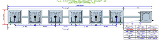 ALIEN Hydroponics RAIN 6 Pot 1 Row 30L Remote Header Kit product image 1
