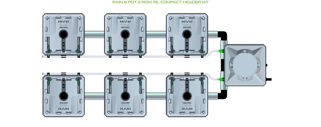 ALIEN Hydroponics RAIN 6 Pot 2 Row 15L Compact Header Kit product image 1