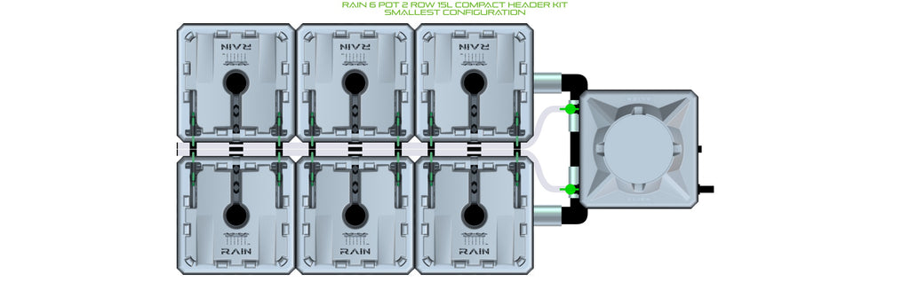 ALIEN Hydroponics RAIN 6 Pot 2 Row 15L Compact Header Kit product image 3