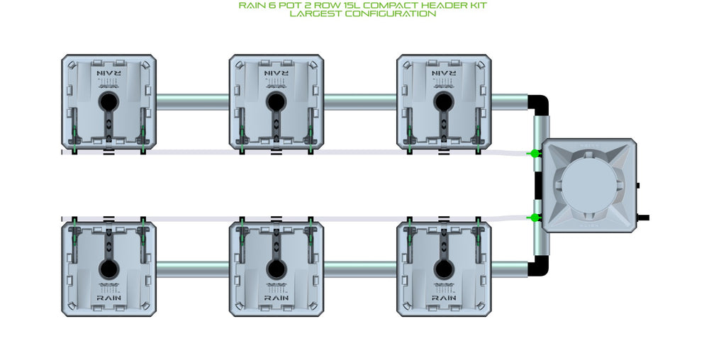 ALIEN Hydroponics RAIN 6 Pot 2 Row 15L Compact Header Kit product image 4