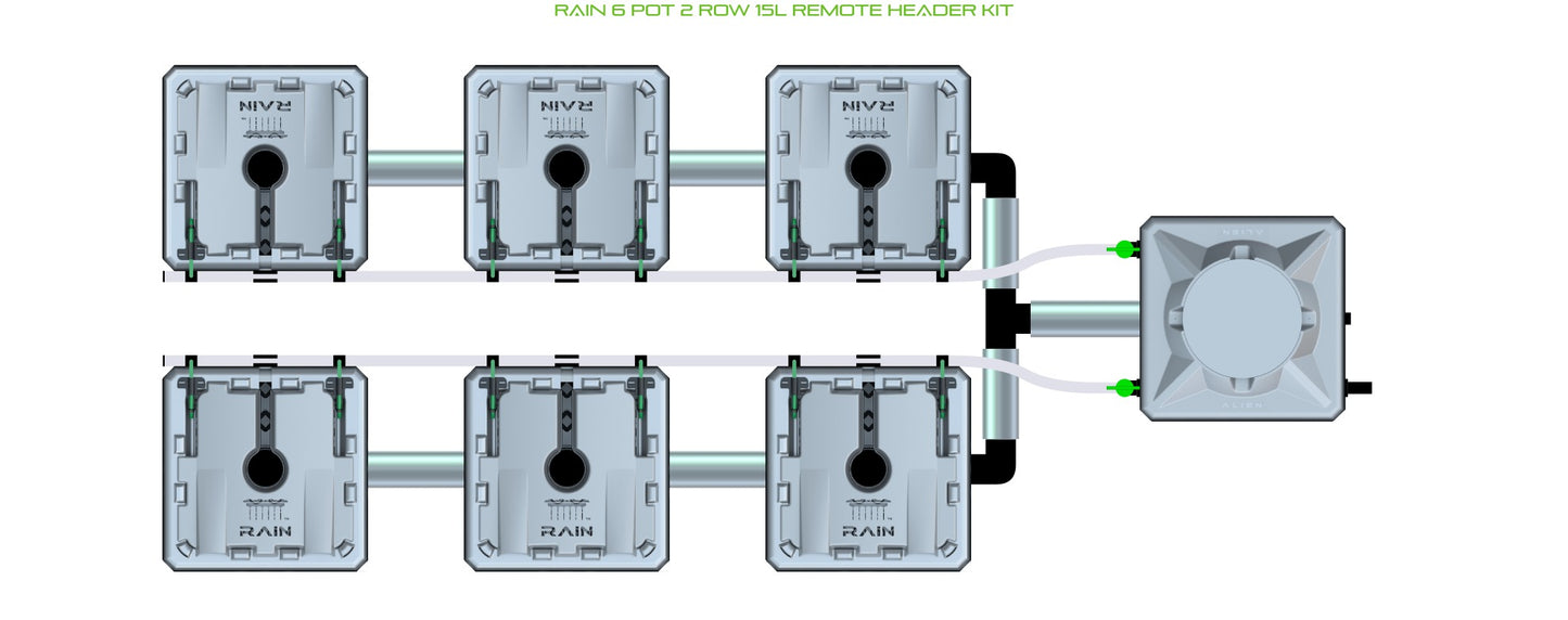 ALIEN Hydroponics RAIN 6 Pot 2 Row 15L Remote Header Kit product image 1