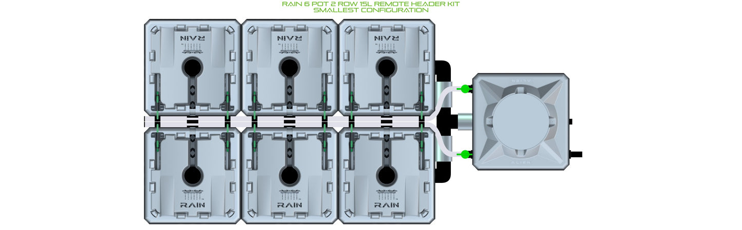 ALIEN Hydroponics RAIN 6 Pot 2 Row 15L Remote Header Kit product image 3