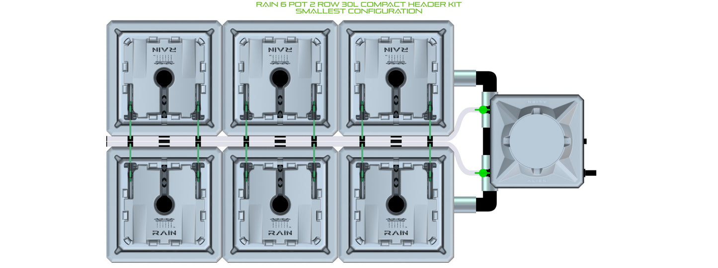 ALIEN Hydroponics RAIN 6 Pot 2 Row 30L Compact Header Kit product image 3