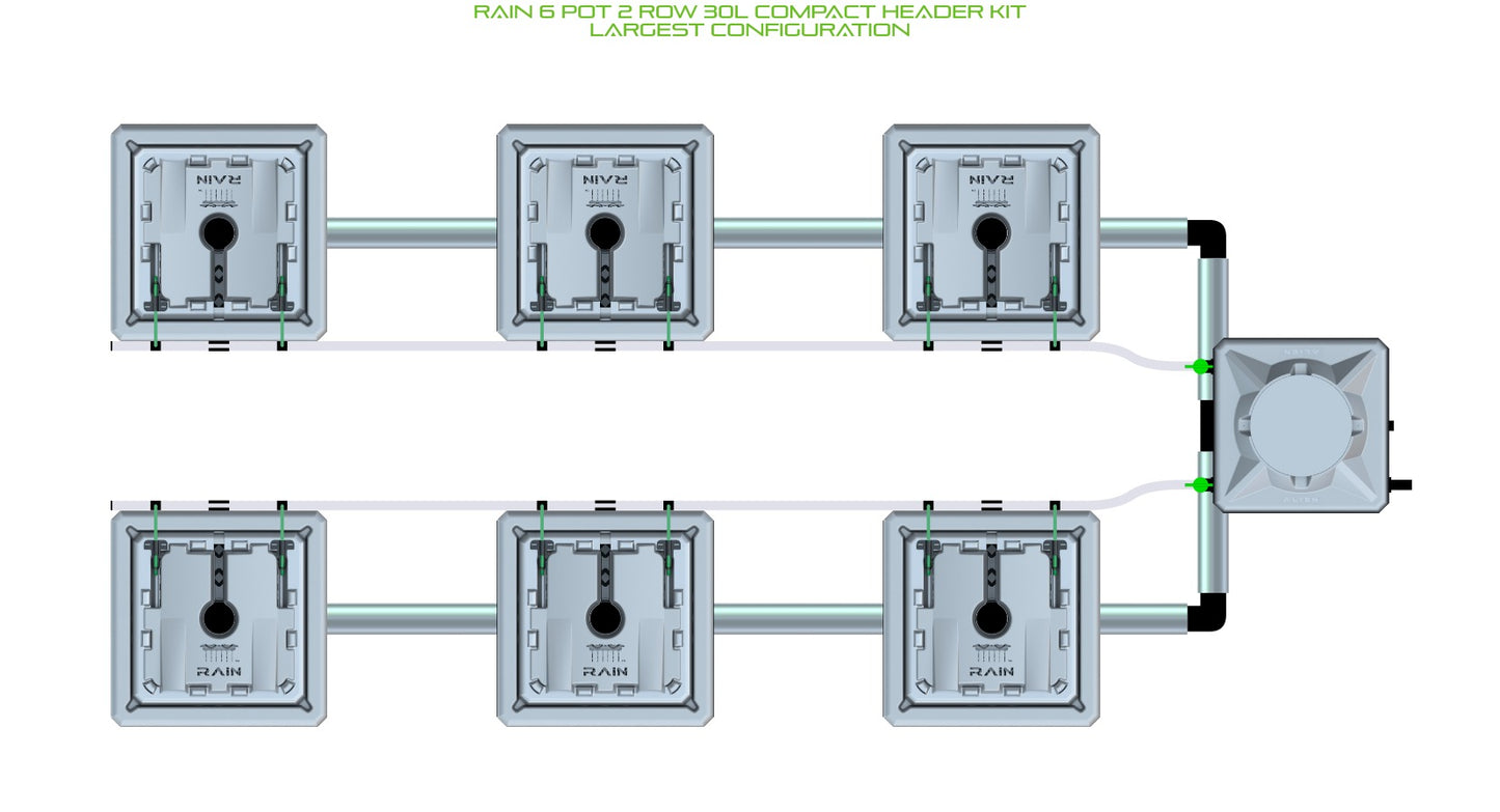 ALIEN Hydroponics RAIN 6 Pot 2 Row 30L Compact Header Kit product image 4