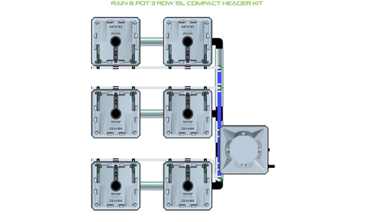 ALIEN Hydroponics RAIN 6 Pot 3 Row 15L Compact Header Kit product image 1