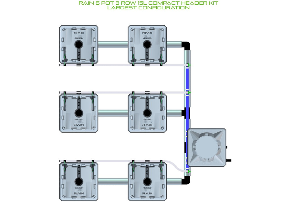 ALIEN Hydroponics RAIN 6 Pot 3 Row 15L Compact Header Kit product image 4