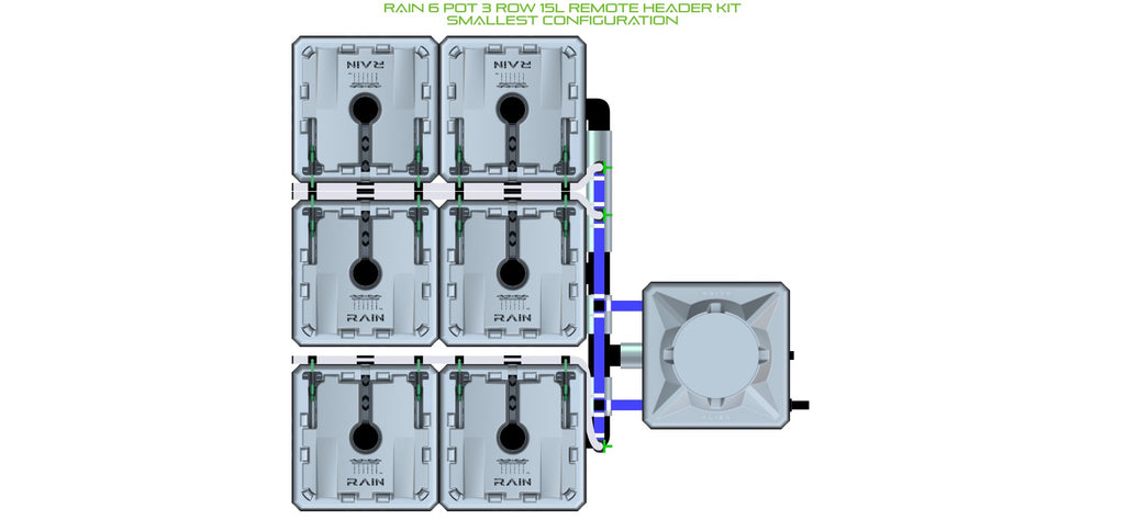 ALIEN Hydroponics RAIN 6 Pot 3 Row 15L Remote Header Kit product image 3