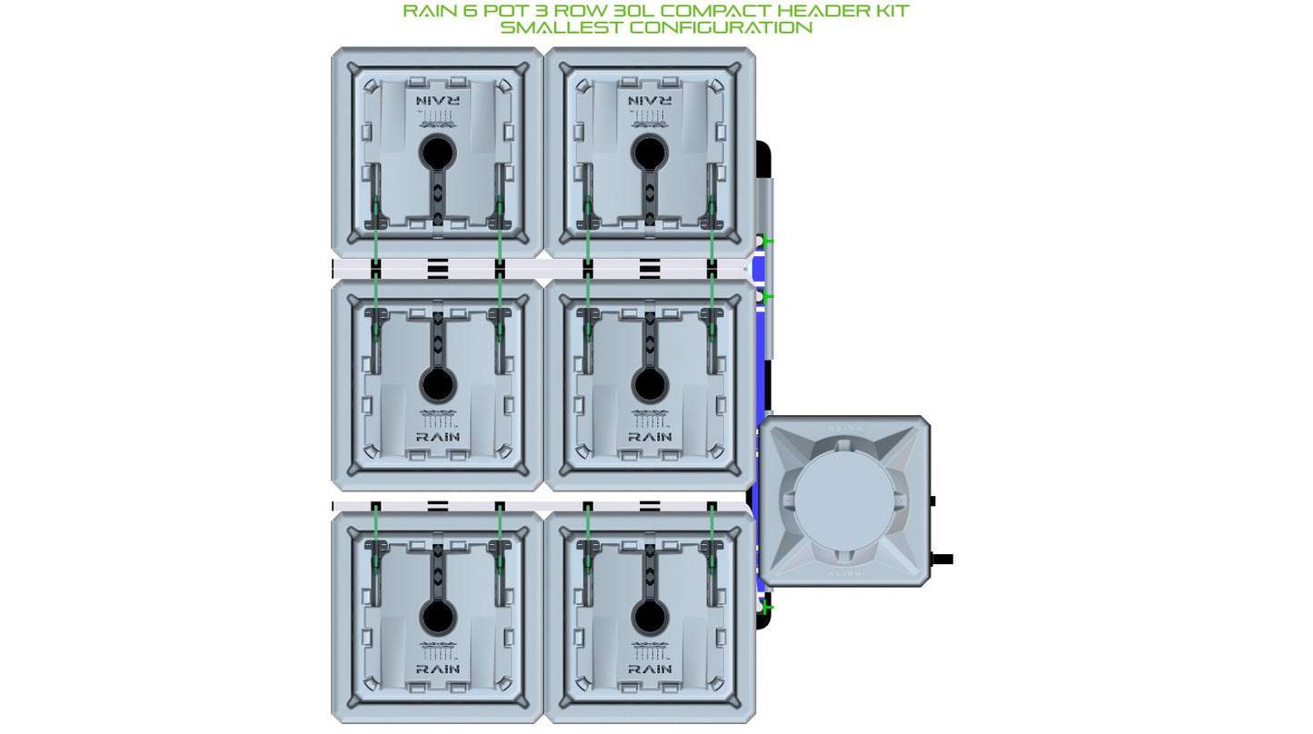 ALIEN Hydroponics RAIN 6 Pot 3 Row 30L Compact Header Kit product image 3