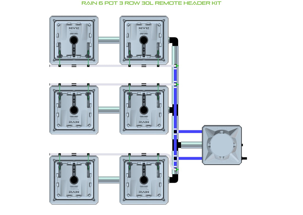 ALIEN Hydroponics RAIN 6 Pot 3 Row 30L Remote Header Kit product image 1