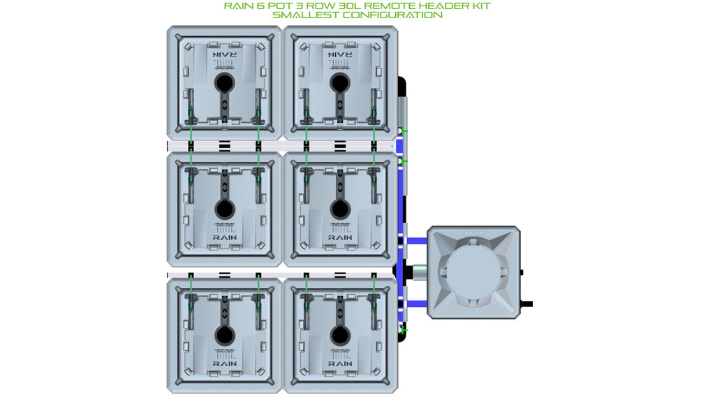 ALIEN Hydroponics RAIN 6 Pot 3 Row 30L Remote Header Kit product image 3
