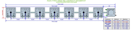 ALIEN Hydroponics RAIN 7 Pot 1 Row 30L Compact Header Kit product image 1