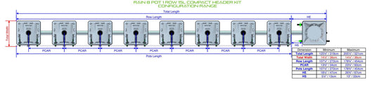 ALIEN Hydroponics RAIN 8 Pot 1 Row 15L Compact Header Kit product image 1