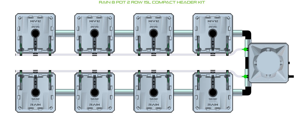 ALIEN Hydroponics RAIN 8 Pot 2 Row 15L Compact Header Kit product image 2