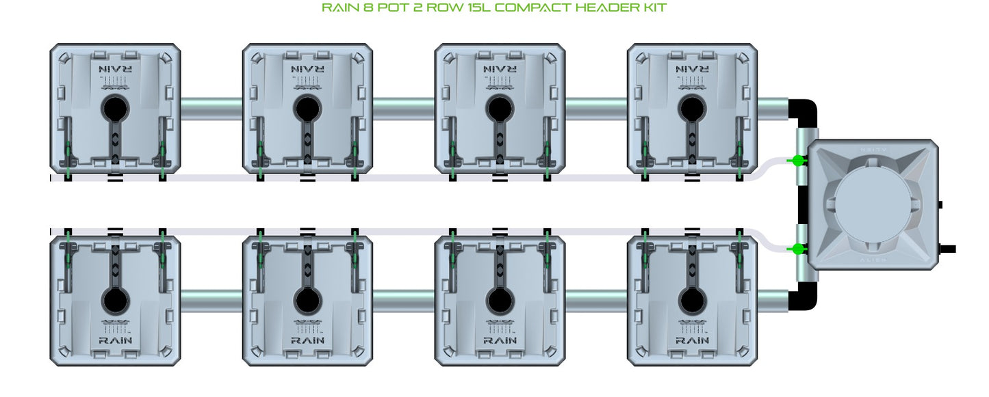ALIEN Hydroponics RAIN 8 Pot 2 Row 15L Compact Header Kit product image 2