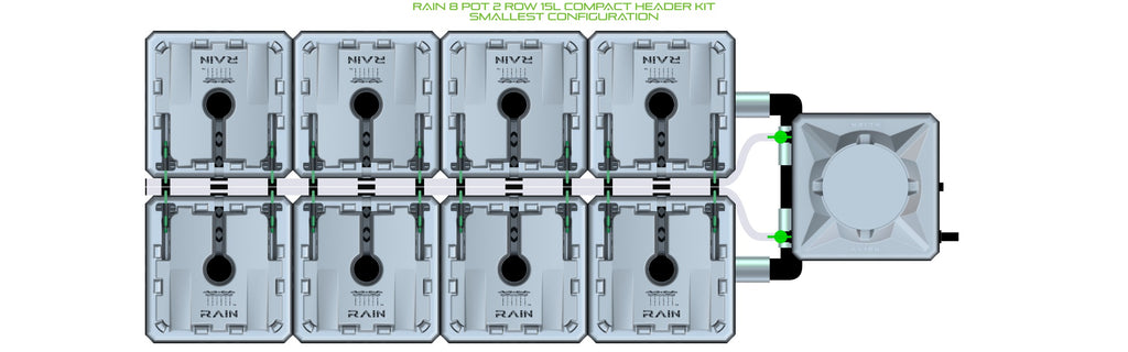 ALIEN Hydroponics RAIN 8 Pot 2 Row 15L Compact Header Kit product image 3