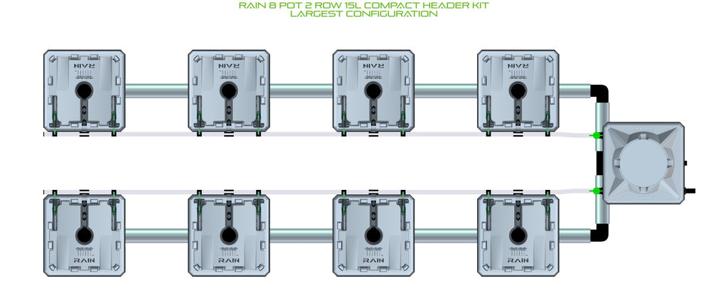 ALIEN Hydroponics RAIN 8 Pot 2 Row 15L Compact Header Kit product image 4