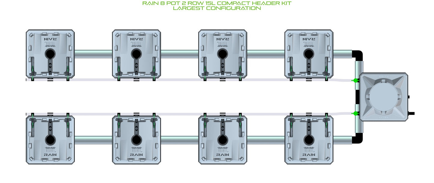 ALIEN Hydroponics RAIN 8 Pot 2 Row 15L Compact Header Kit product image 4