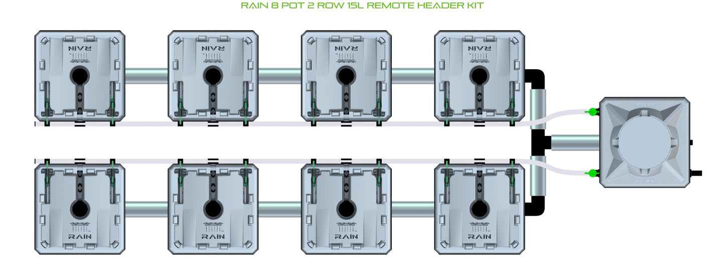 ALIEN Hydroponics RAIN 8 Pot 2 Row 15L Remote Header Kit product image 2