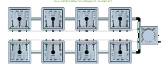 ALIEN Hydroponics RAIN 8 Pot 2 Row 30L Compact Header Kit product image 1