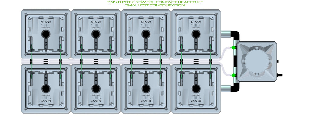 ALIEN Hydroponics RAIN 8 Pot 2 Row 30L Compact Header Kit product image 3