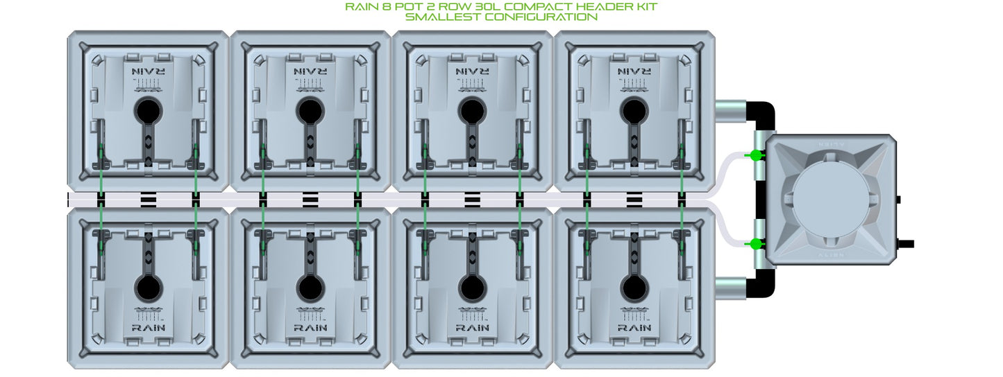 ALIEN Hydroponics RAIN 8 Pot 2 Row 30L Compact Header Kit product image 3