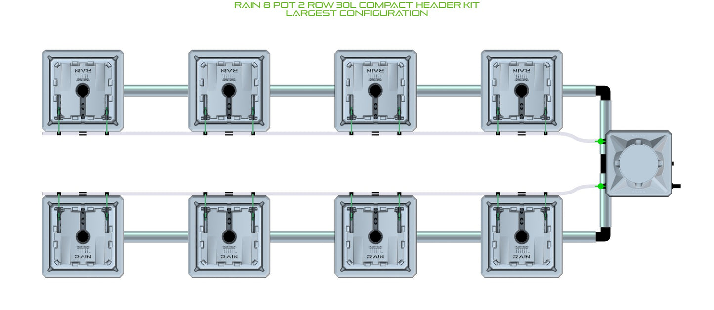 ALIEN Hydroponics RAIN 8 Pot 2 Row 30L Compact Header Kit product image 4