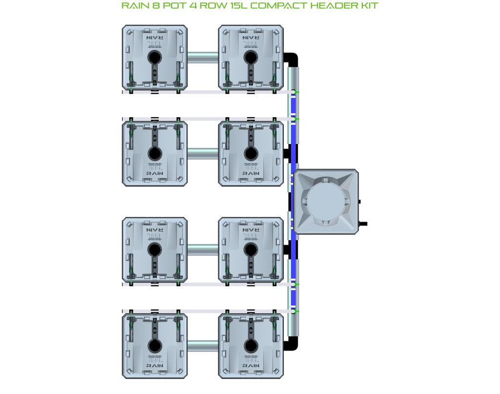ALIEN Hydroponics RAIN 8 Pot 4 Row 15L Compact Header Kit product image 1