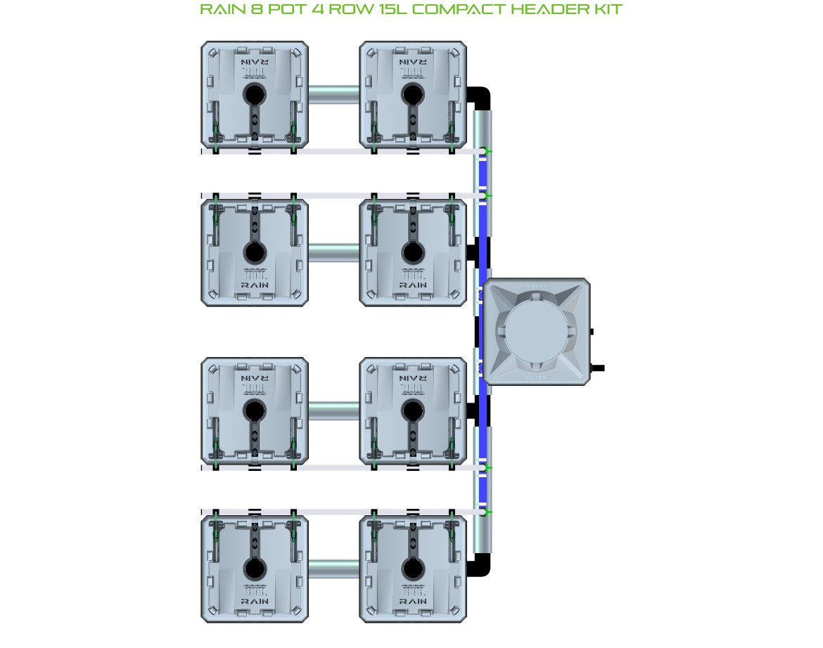 ALIEN Hydroponics RAIN 8 Pot 4 Row 15L Compact Header Kit product image 1
