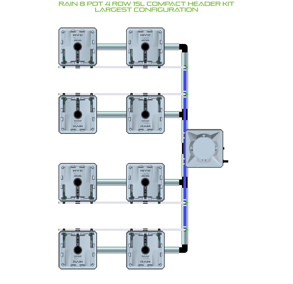 ALIEN Hydroponics RAIN 8 Pot 4 Row 15L Compact Header Kit product image 4