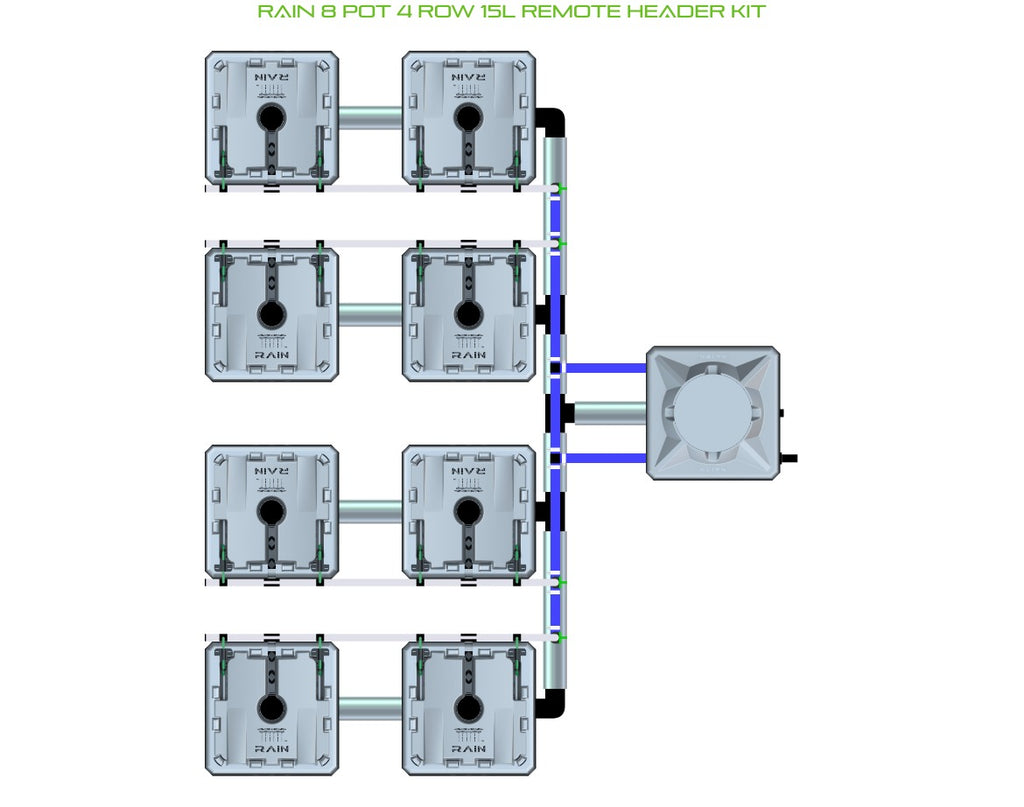 ALIEN Hydroponics RAIN 8 Pot 4 Row 15L Remote Header Kit product image 1