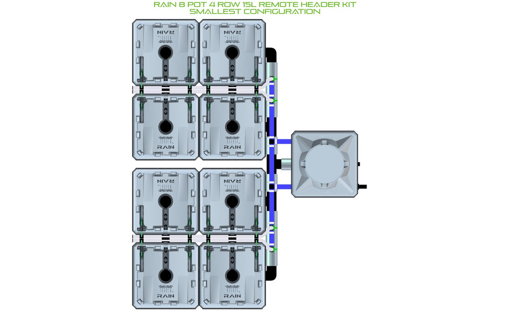 ALIEN Hydroponics RAIN 8 Pot 4 Row 15L Remote Header Kit product image 3