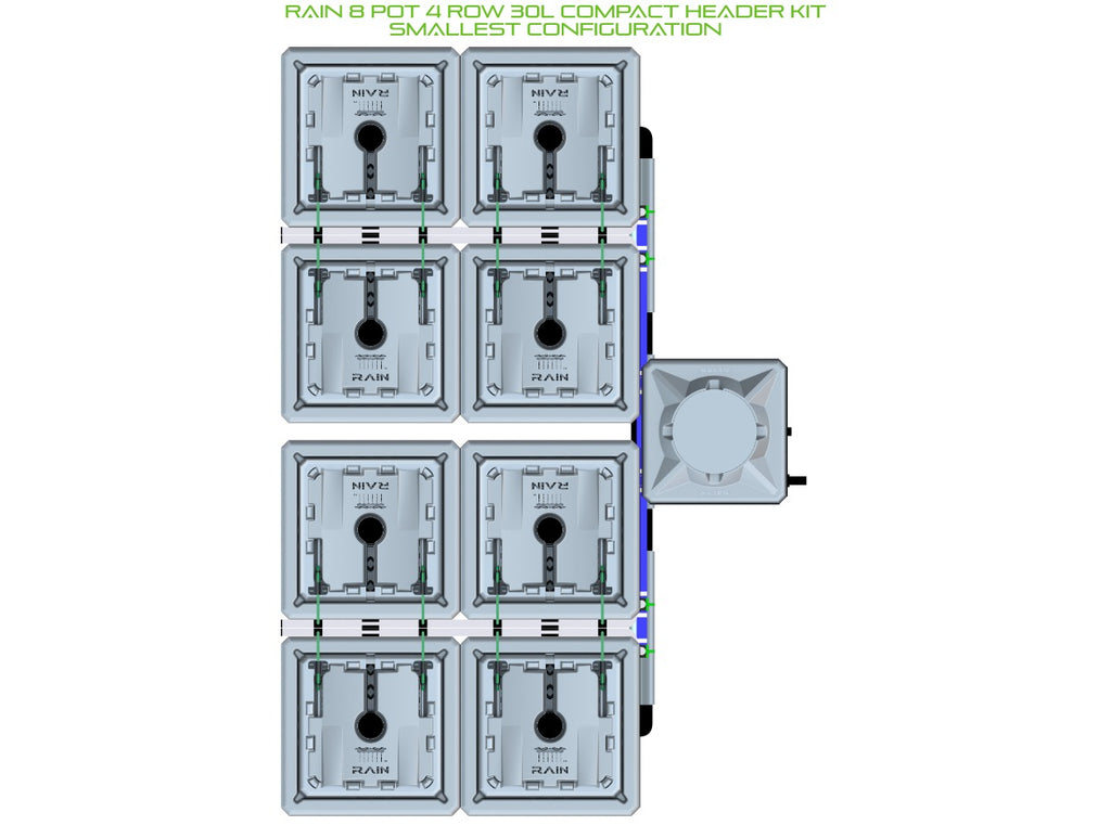 ALIEN Hydroponics RAIN 8 Pot 4 Row 30L Compact Header Kit product image 3