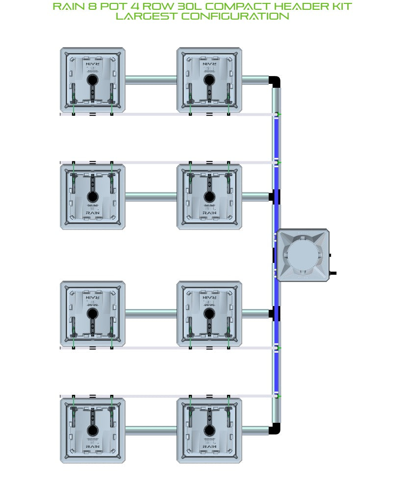 ALIEN Hydroponics RAIN 8 Pot 4 Row 30L Compact Header Kit product image 4