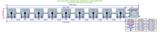 ALIEN Hydroponics RAIN 9 Pot 1 Row 15L Compact Header Kit product image 1