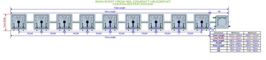 ALIEN Hydroponics RAIN 9 Pot 1 Row 30L Compact Header Kit product image 1