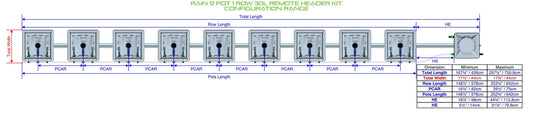 ALIEN Hydroponics RAIN 9 Pot 1 Row 30L Remote Header Kit product image 1