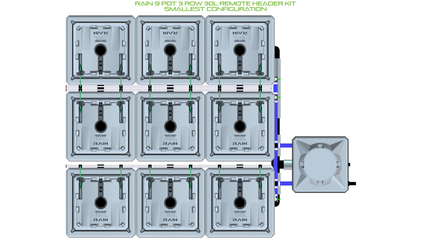 ALIEN Hydroponics RAIN 9 Pot 3 Row 30L Remote Header Kit product image 3