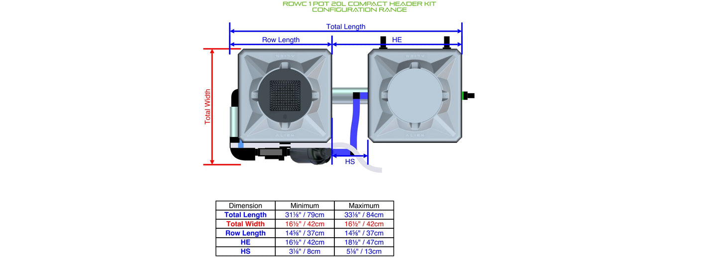 ALIEN Hydroponics RDWC 1 Pot 20L Compact Header Kit product image 2